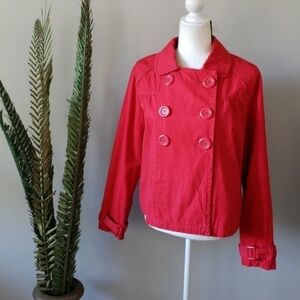 No Boundaries red long sleeve cropped jacket